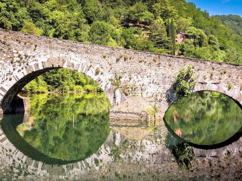 The Devil's Bridge over the Serchio River in Tuscany